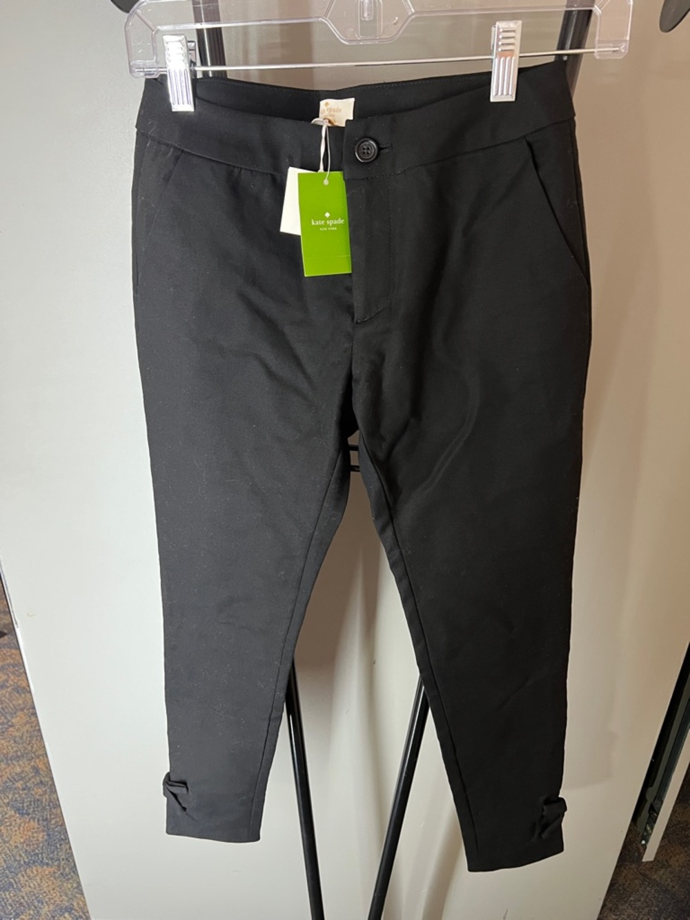 kate spade Black Girls' Skinny Bow-Trim Leggings